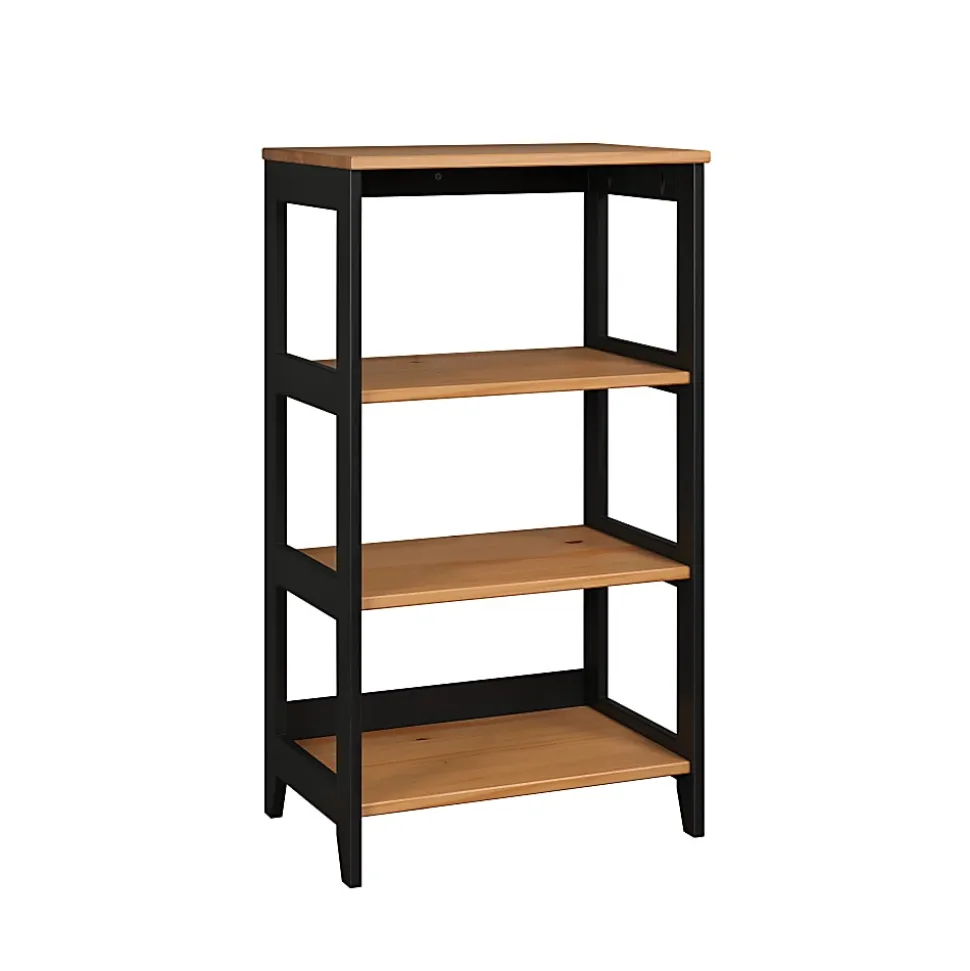 Trendfurn Streamline 36”H 3-Shelf Bookcase, Black/Natural