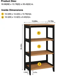 Trendfurn Streamline 36”H 3-Shelf Bookcase, Black/Natural