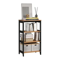 Trendfurn Streamline 36”H 3-Shelf Bookcase, Black/Natural