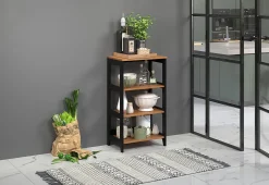 Trendfurn Streamline 36”H 3-Shelf Bookcase, Black/Natural