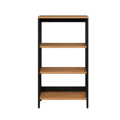 Trendfurn Streamline 36”H 3-Shelf Bookcase, Black/Natural
