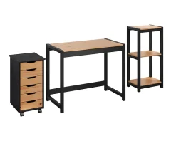 Trendfurn Torianna 3-Piece Office Set, Black/Honey