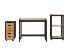 Trendfurn Torianna 3-Piece Office Set, Black/Honey