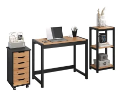 Trendfurn Torianna 3-Piece Office Set, Black/Honey
