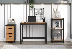 Trendfurn Torianna 3-Piece Office Set, Black/Honey