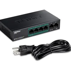 TRENDnet 6-Port Fast Ethernet PoE+ Switch, 4x Fast Ethernet PoE Ports, 2x Fast Ethernet Ports, 60W PoE Budget, 1.2 Gbps Switch Capacity