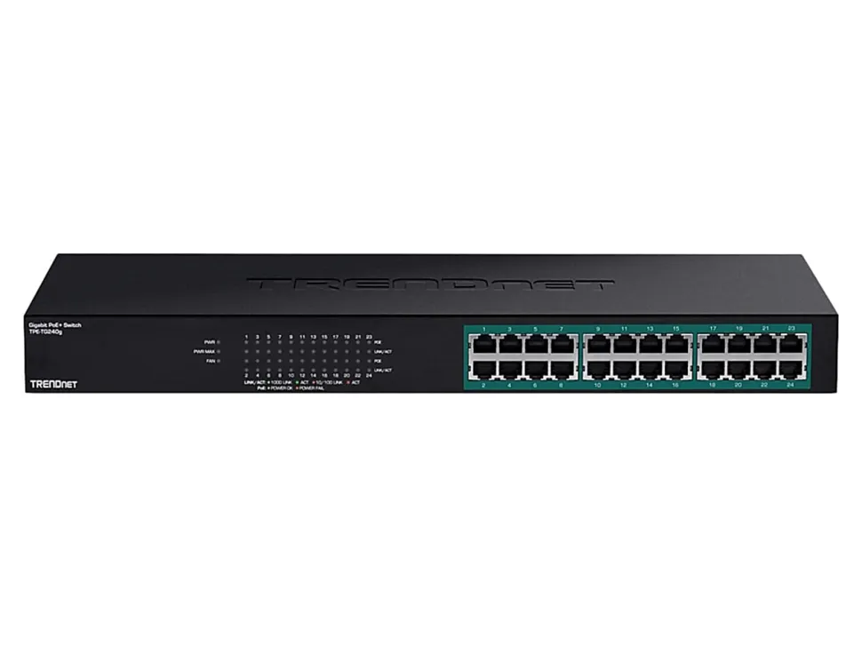 TRENDnet 24-Port Gigabit PoE+ Switch, 24x Gigabit PoE+ Ports, 370W Power Budget, 48Gbps Switch Capacity