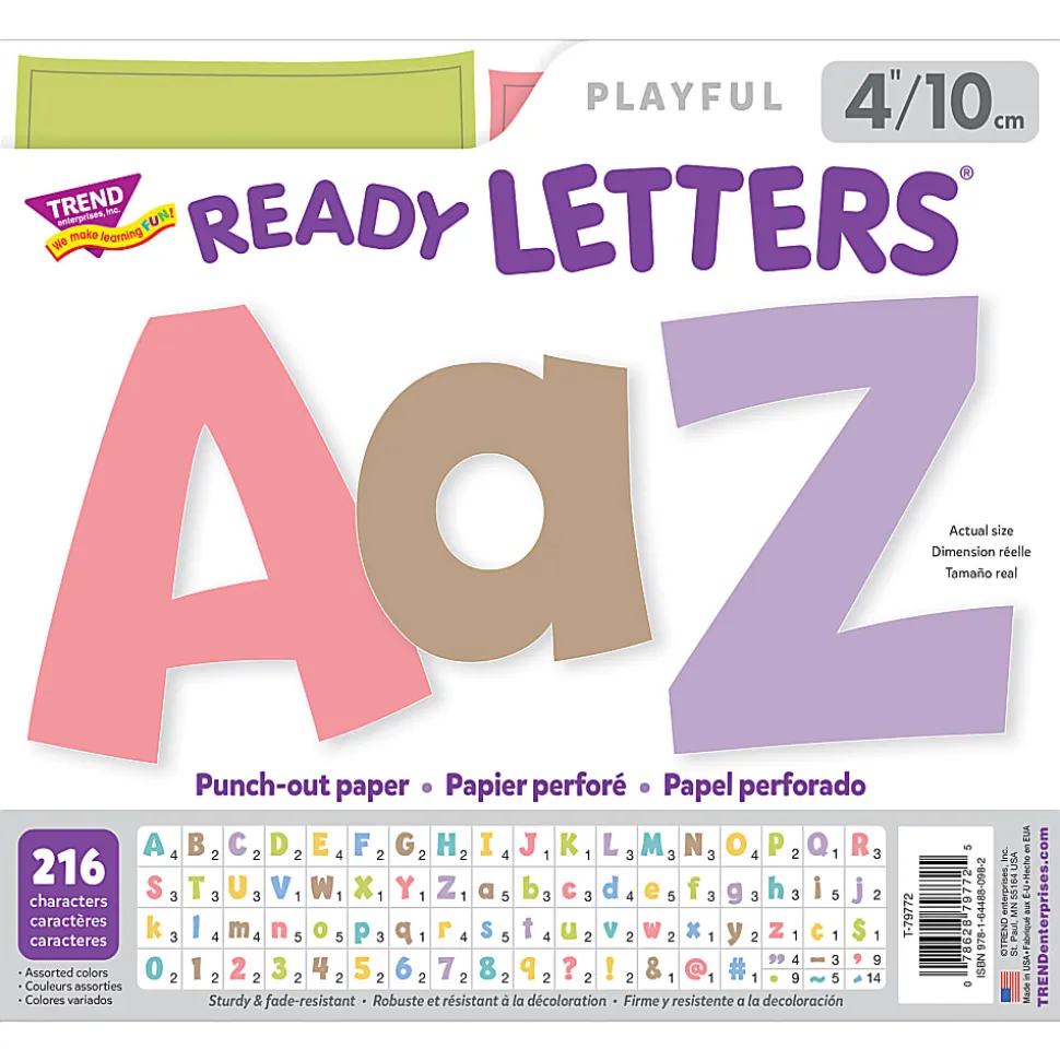 Trend 4" Playful Combo Ready Letters, Summer Morning, 216 Letters Per Pack, Set Of 2 Packs