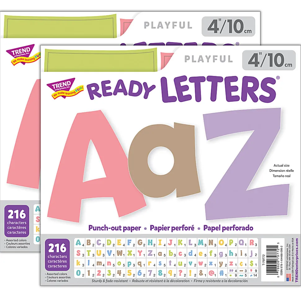 Trend 4" Playful Combo Ready Letters, Summer Morning, 216 Letters Per Pack, Set Of 2 Packs