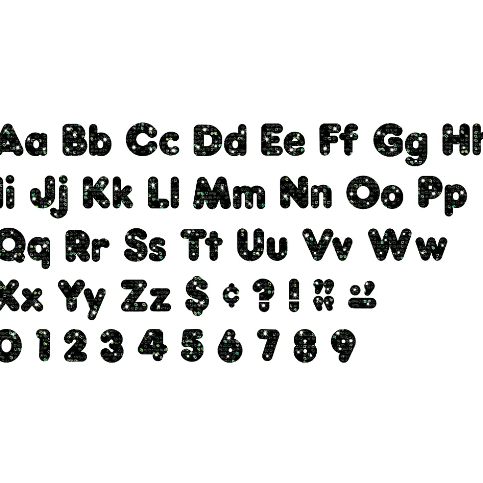 Trend Ready Letters, 4", Black Sparkle, Set Of 3 Packs