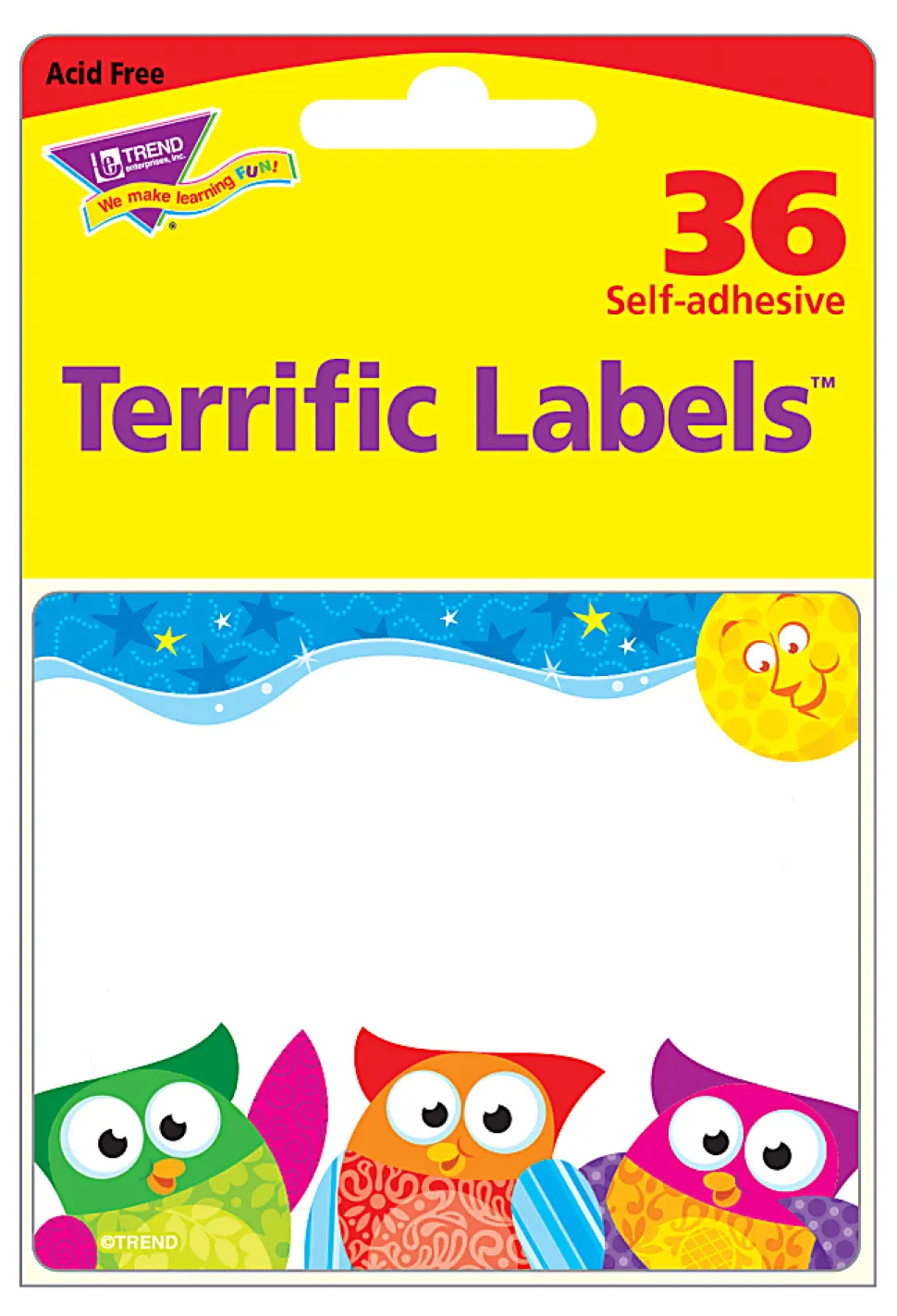 TREND Terrific Labels™, 2-1/2" x 3", Owl-Stars!®, Pack Of 36
