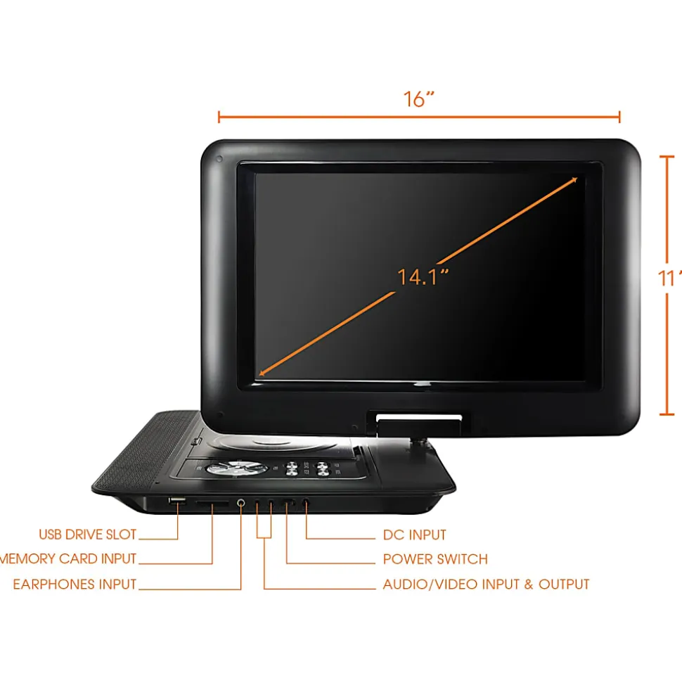 Trexonic Portable 14.1" DVD Player With Screen