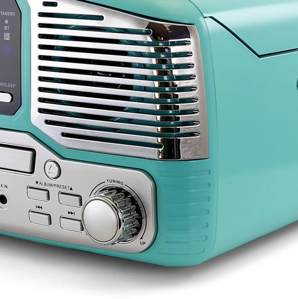 Trexonic Retro Wireless Bluetooth® Record/CD Turntable, Turquoise