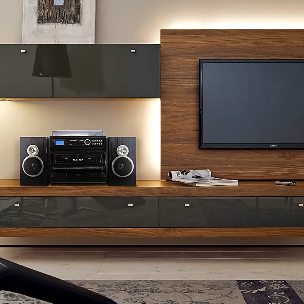Trexonic 3-Speed Vinyl Turntable Home Stereo System, Black