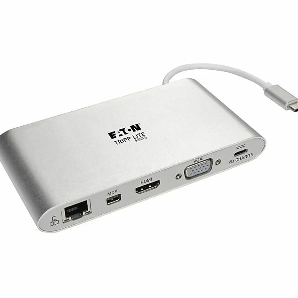 Tripp Lite USB-C Docking Station w/ USB-A , HDMI, VGA, mDP, Gbe, Memory Cards 3.5mm, USB C PD Charging 4K @ 30Hz - - U442DOCK1