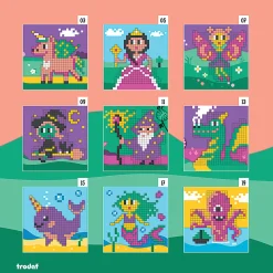 Trodat Pixel Stamp Art Coloring Book, Fantasy, Total Qty 1