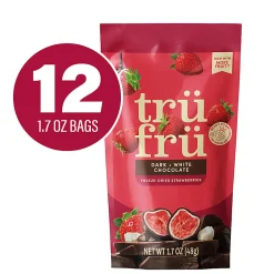 Tru Fru Hyper-Dried Grab & Go Strawberries In White & Dark Chocolate, 1.7 Oz, Total Qty 12