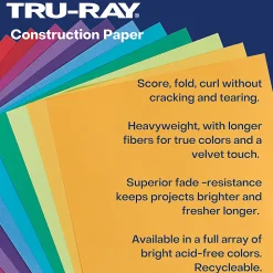 Tru-Ray Construction Paper, Heavyweight, 12" x 18", Lively Lemon, 50 Sheets Per Pack, Set Of 3 Packs