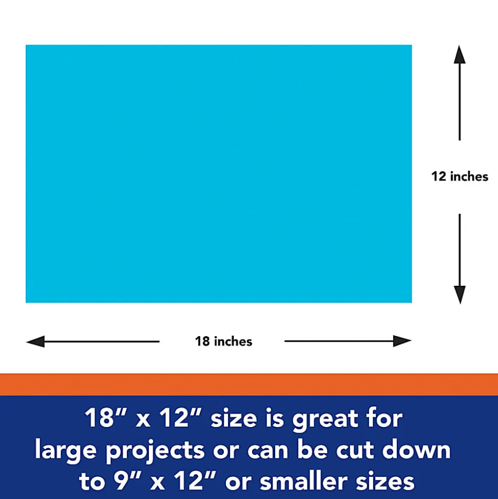 Tru-Ray Construction Paper, Heavyweight, 12" x 18", Atomic Blue, 50 Sheets Per Pack, Set Of 3 Packs