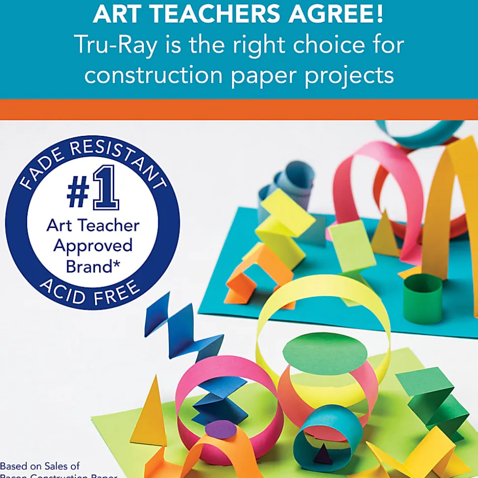 Tru-Ray Construction Paper, Heavyweight, 12" x 18", Black, 50 Sheets Per Pack, Set Of 5 Packs