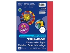 Tru-Ray® Construction Paper, 50% Recycled, 9" x 12", Holiday Red, Pack Of 50
