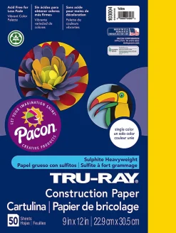 Tru-Ray® Construction Paper, 50% Recycled, 9" x 12", Yellow, Pack Of 50