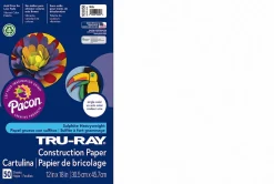 Tru-Ray® Construction Paper, 50% Recycled, 12" x 18", White, Pack Of 50