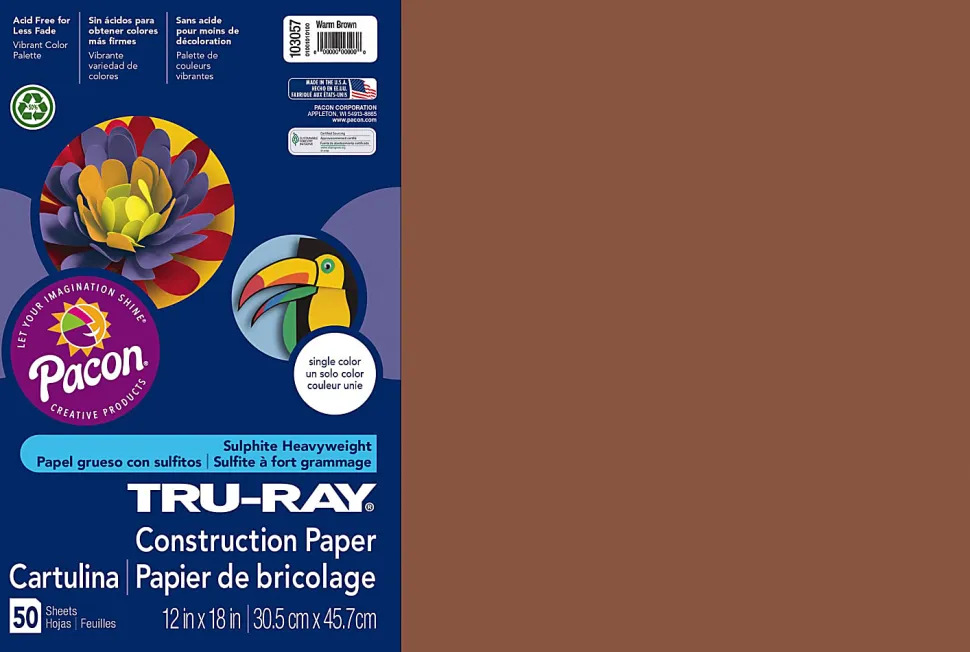 Tru-Ray® Construction Paper, 50% Recycled, 12" x 18", Orange, Pack Of 50