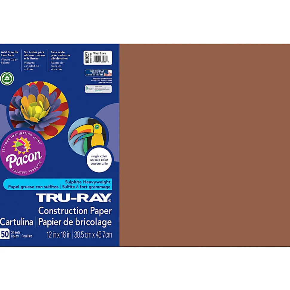 Tru-Ray® Construction Paper, 50% Recycled, 12" x 18", Orange, Pack Of 50