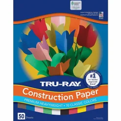 Tru-Ray® Construction Paper, 50% Recycled, Assorted Colors, 9" x 12", Pack Of 50