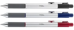 TUL® BP Series Retractable Ballpoint Pens, Medium Point, 1.0 mm, Silver Barrel, Assorted Inks, Pack Of 4 Pens