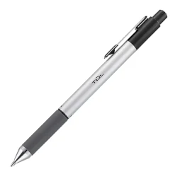 TUL® BP Series Retractable Ballpoint Pens, Medium Point, 1.0 mm, Silver Barrel, Black Ink, Pack Of 4 Pens