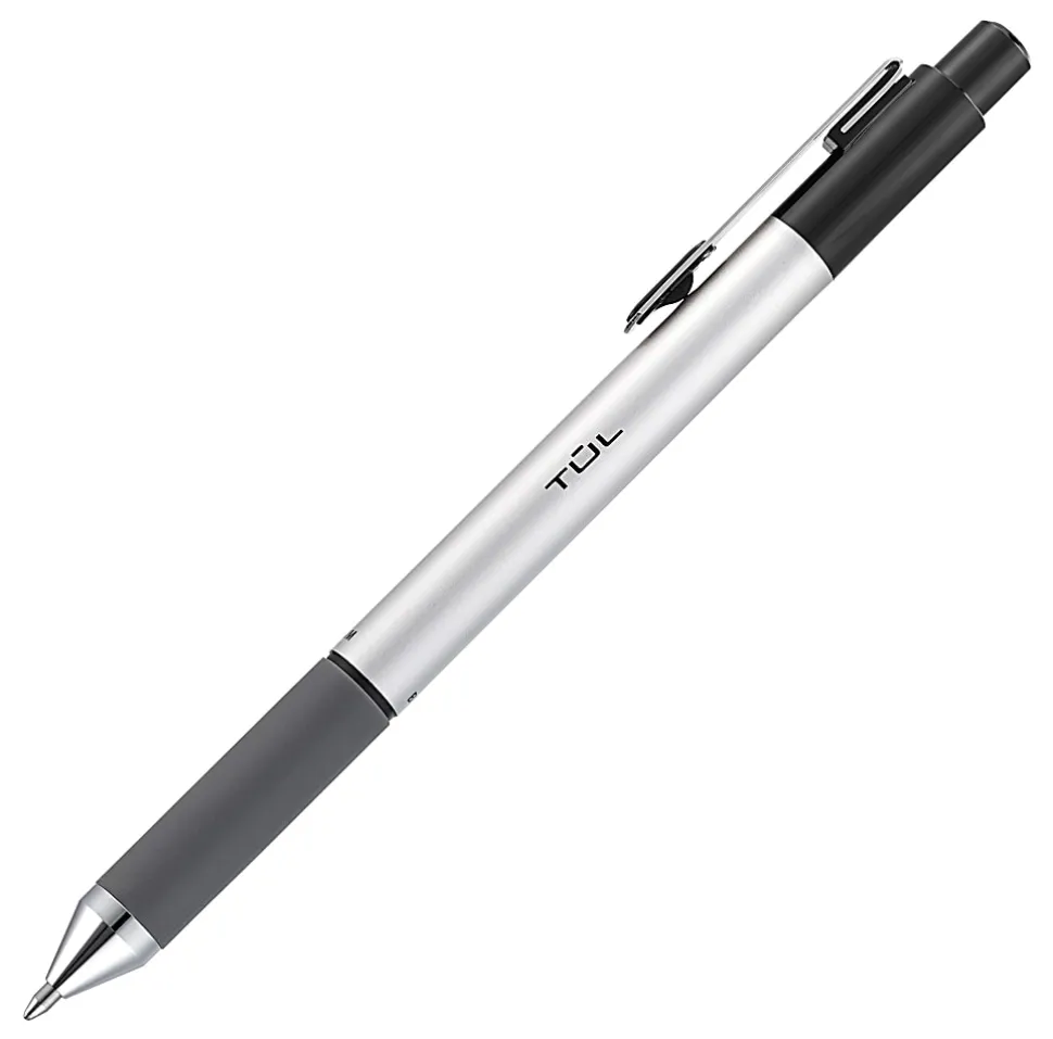 TUL® BP Series Retractable Ballpoint Pens, Medium Point, 1.0 mm, Silver Barrels, Assorted Inks, Pack Of 4 Pens