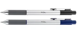 TUL® BP Series Retractable Ballpoint Pens, Medium Point, 1.0 mm, Silver Barrels, Assorted Inks, Pack Of 4 Pens