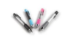 TUL® BP Series Retractable Ballpoint Pens, Medium Point, 1.0 mm, Silver Barrel, Black Ink, Pack Of 12 Pens