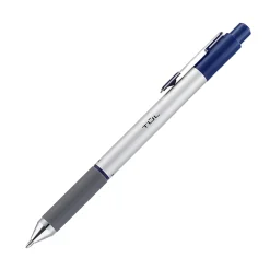 TUL® BP Series Retractable Ballpoint Pens, Medium Point, 1.0 mm, Silver Barrel, Blue Ink, Pack Of 12 Pens