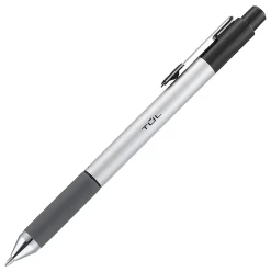 TUL® BP Series Retractable Ballpoint Pens, Fine Point, 0.8 mm, Silver Barrel, Black Ink, Pack Of 12 Pens