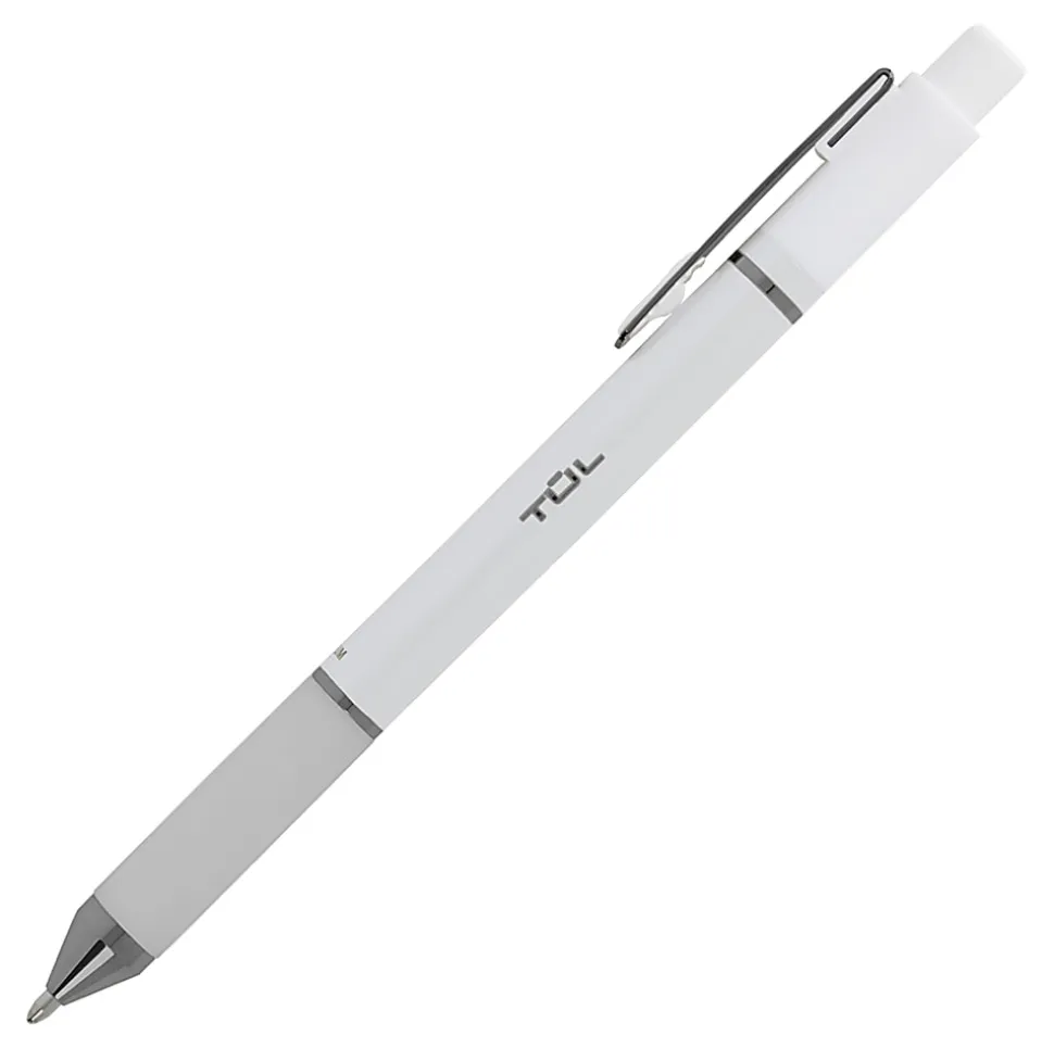 TUL® BP Series Retractable Ballpoint Pens, Medium Point, 1.0 mm, Pearl White Barrel, Blue Ink, Pack Of 12 Pens