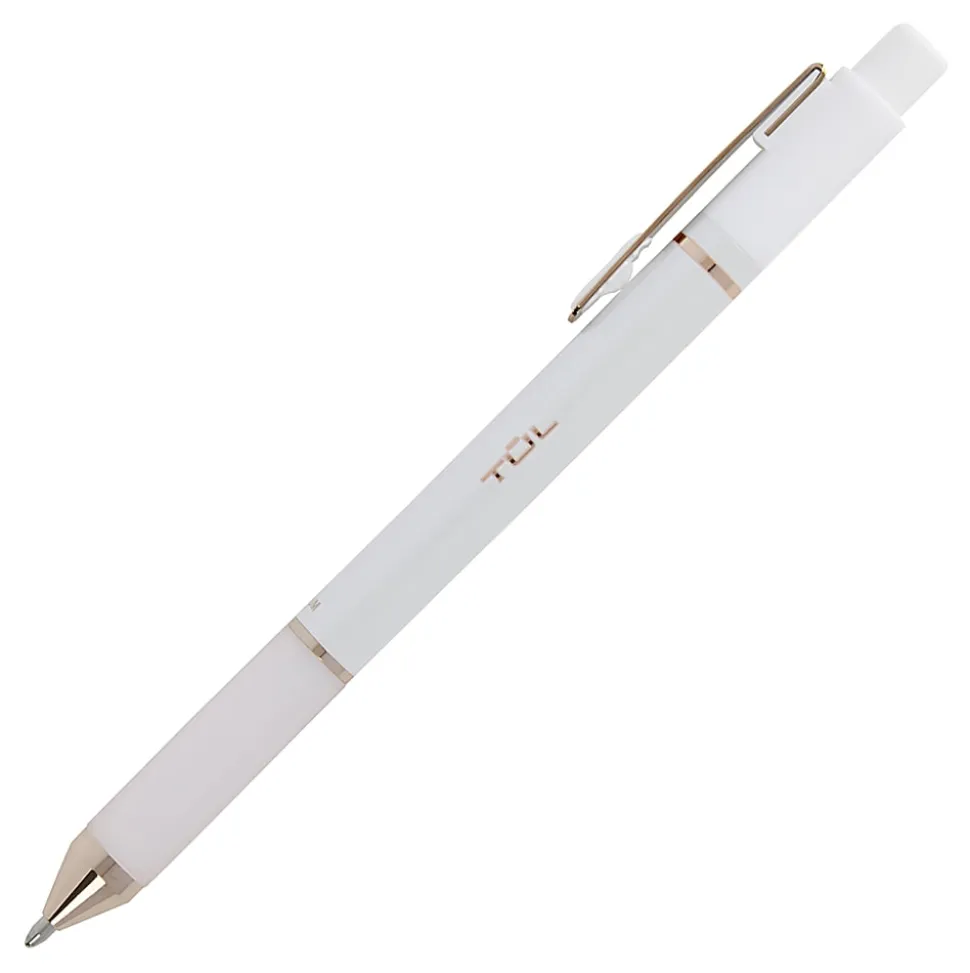 TUL® BP Series Retractable Ballpoint Pens, Medium Point, 1.0 mm, Pearl White Barrel, Blue Ink, Pack Of 12 Pens