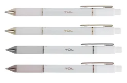 TUL® BP Series Retractable Ballpoint Pens, Medium Point, 1.0 mm, Pearl White Barrel, Blue Ink, Pack Of 12 Pens