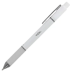 TUL® BP Series Retractable Ballpoint Pens, Medium Point, 1.0 mm, Pearl White Barrel, Black Ink, Pack Of 12 Pens