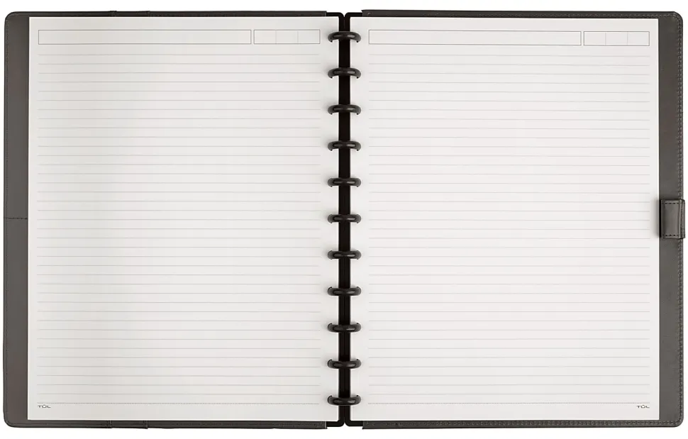 TUL® Custom Note-Taking System Discbound Notebook With Leather Cover, Letter Size, Narrow Ruled, 60 Sheets, Gray