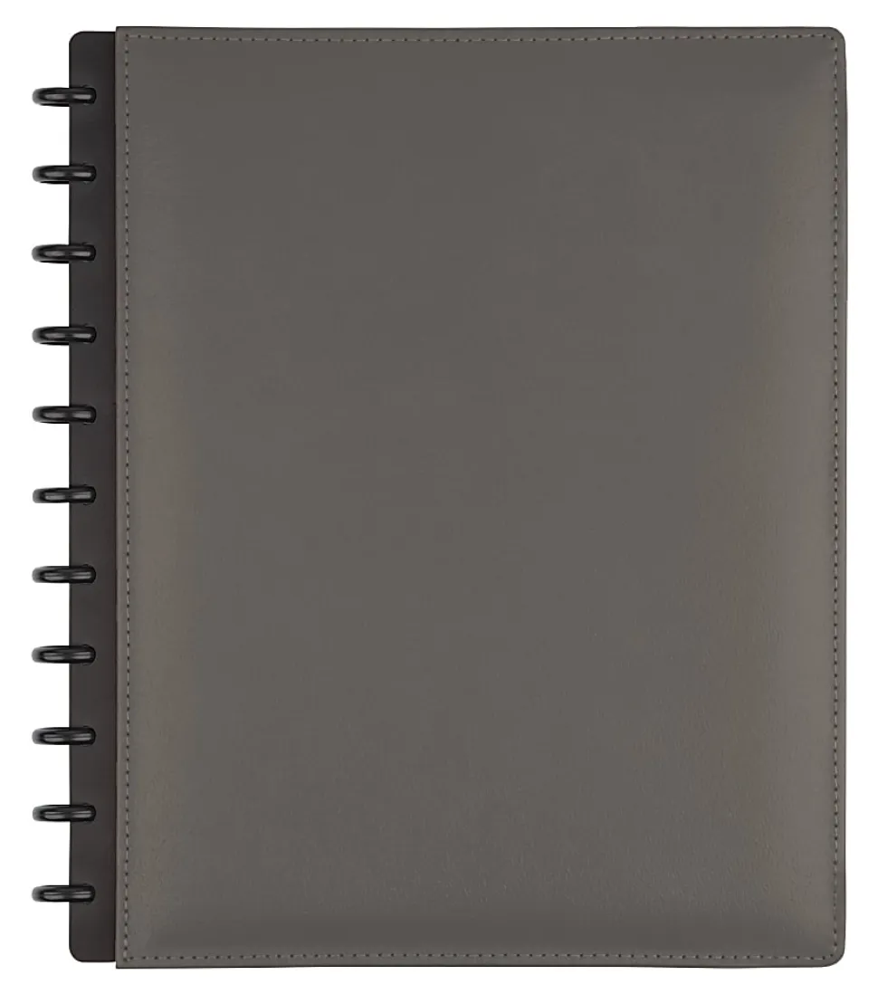 TUL® Custom Note-Taking System Discbound Notebook With Leather Cover, Letter Size, Narrow Ruled, 60 Sheets, Gray