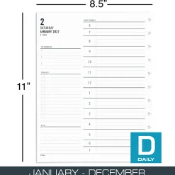 2027 TULĀ® Discbound Daily Planner Refill Pages, Letter Size, January To December