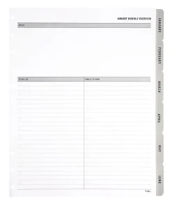 2027 TULĀ® Discbound Monthly Planner Refill Pages Set With 12 Tab Dividers, Letter Size, Gray, January To December, Total Qty 1