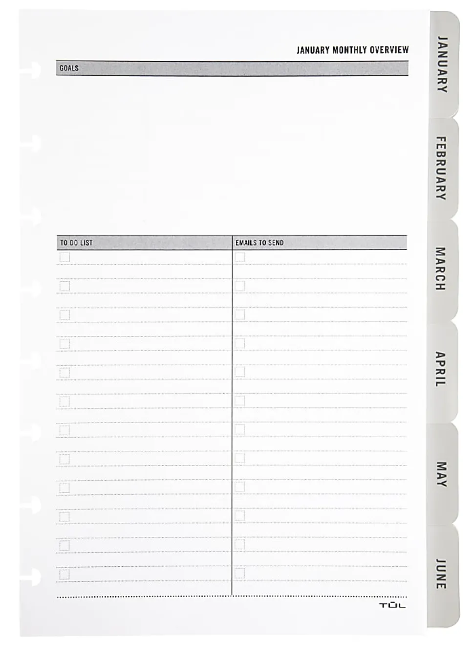 2027 TUL® Discbound Monthly Planner Refill Pages Set With 12 Tab Dividers, Junior Size, Gray, January To December, Total Qty 1