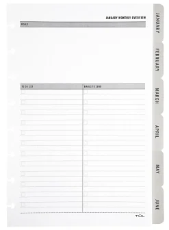 2026 TUL® Discbound Monthly Planner Refill Pages With 12 Tab Dividers, Junior Size, Gray, January To December