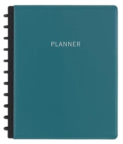TUL® Discbound Monthly Planner Starter Set, Undated, Letter Size, Leather Cover, Teal