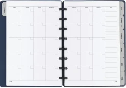 TUL® Discbound Monthly Planner Starter Set, Undated, Junior Size, Soft-Touch Cover, Navy