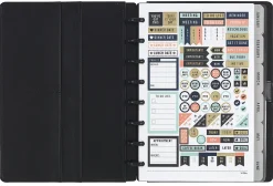 TUL® Discbound Monthly Planner Starter Set, Undated, Junior Size, Leather Cover, Black